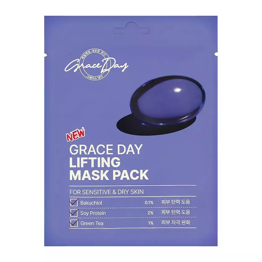 Маска для лица подтягивающая с бакучиолом и протеинами сои GRACE DAY Lifting Mask Pack
